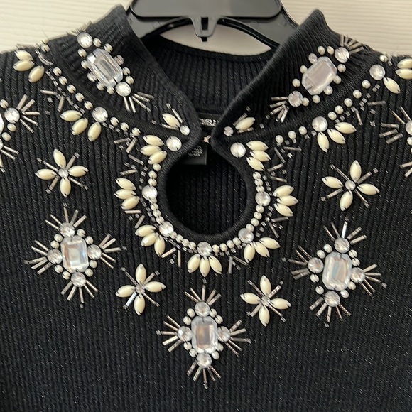 Womens Lauren Michele Top black sparkly with beautiful neck decor size XL - Picture 2 of 4